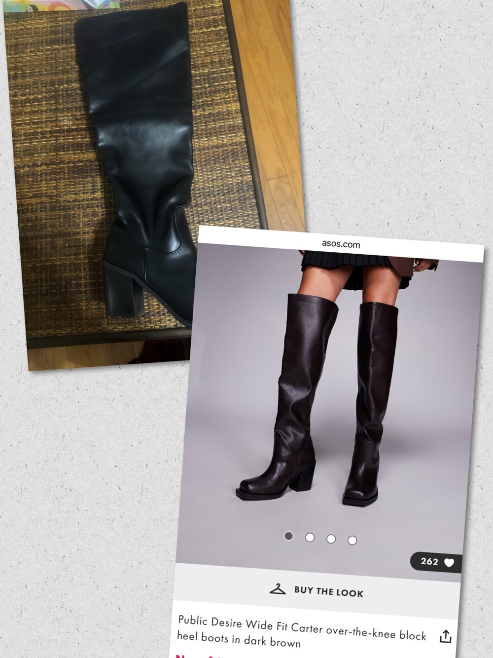 Public Desire Over-the-Knee Block Heel Boots - Dark Brown